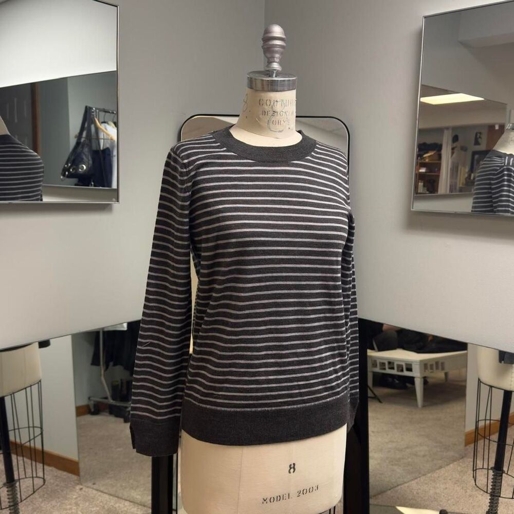 Gray and White Merino Wool Sweater